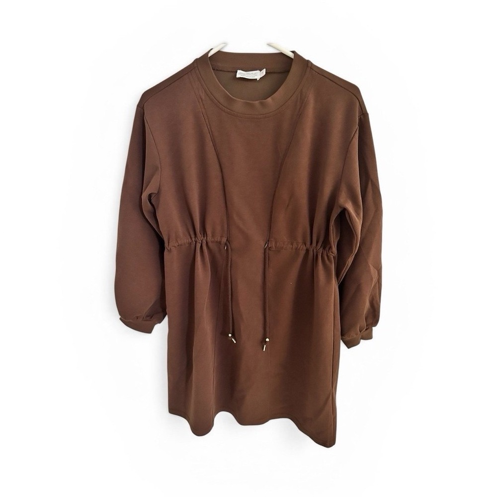 Shop the Mint women's Nursing Dress Brown Drawstring Long Sleeve Top Size Small